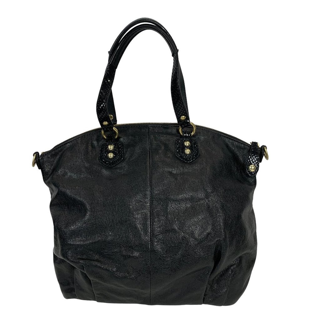 Coach Solid Black Leather Shoulder/Handbag Bag Sn… - image 3